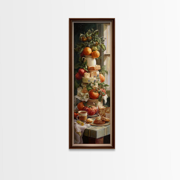 Sunlit Pastry and Coffee Arrangement Canvas Print, Coffee Shop Art, Kitchen Wall Decor, Cafe Decor, Oil Painting, Cafe, CSA-1x3-55