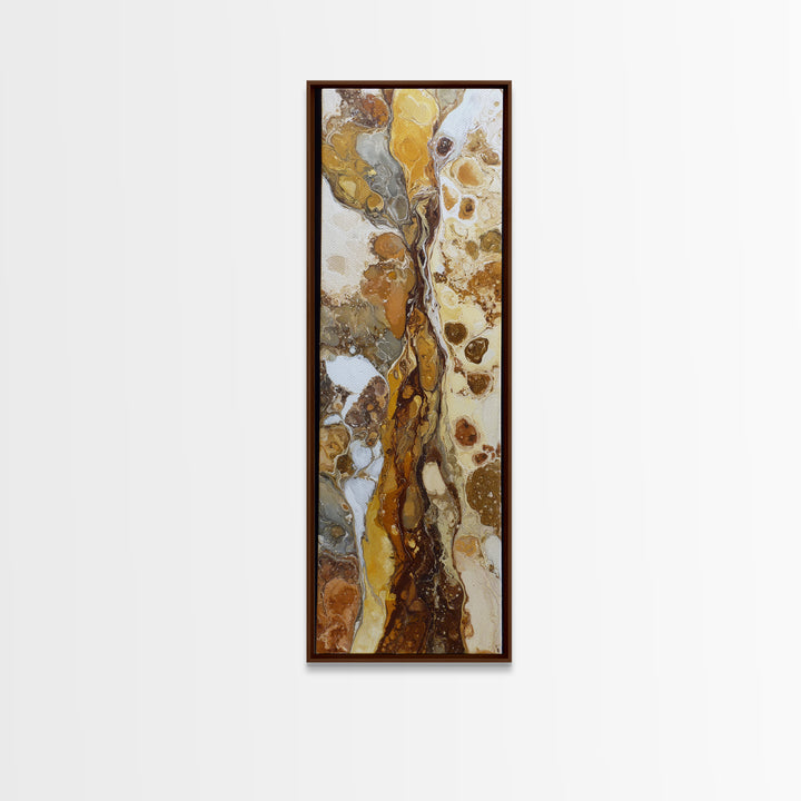 Abstract Brown and Cream Coffee Swirl Framed Canvas Print, Coffee Shop Art, Wall Art, Cafe Decor, Abstract Art, Cafe, CSA-1x3-69