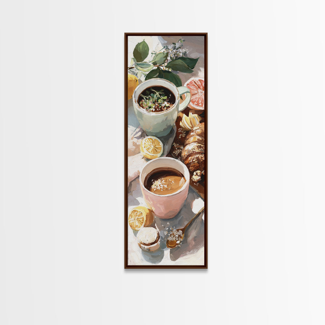 Two Cups Facing Each Other Canvas Print, Coffee Shop Art, Farmhouse Decor, Cafe Decor, Fine Art, Cafe, Moody Wall Art, CSA-1x3-73