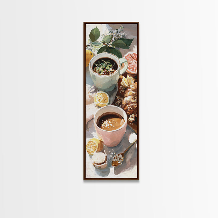 Two Cups Facing Each Other Canvas Print, Coffee Shop Art, Farmhouse Decor, Cafe Decor, Fine Art, Cafe, Moody Wall Art, CSA-1x3-73