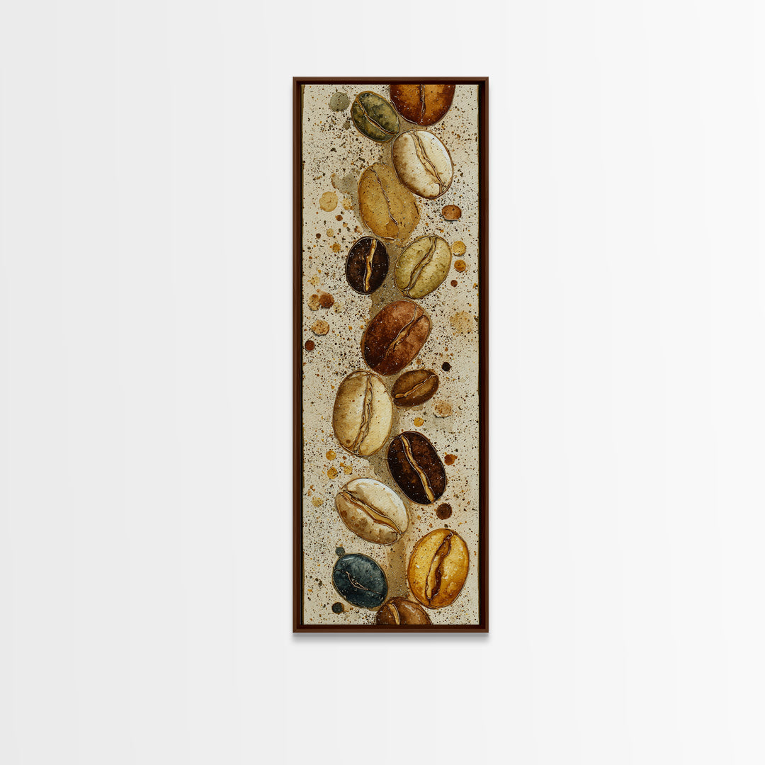 Coffee Bean Pattern Framed Canvas Print, Coffee Shop Art, Neutral Decor, Cafe Decor, Fine Art, Cafe, Home Decor, Wall Decor, CSA-1x3-75