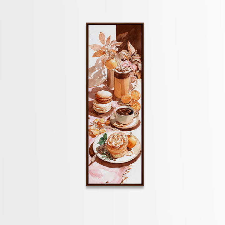 Sunlit Pastry and Coffee Arrangement Framed Canvas Print, Coffee Shop Art, Coffee Art, Cafe Decor, Fine Art, Cafe, CSA-1x3-79