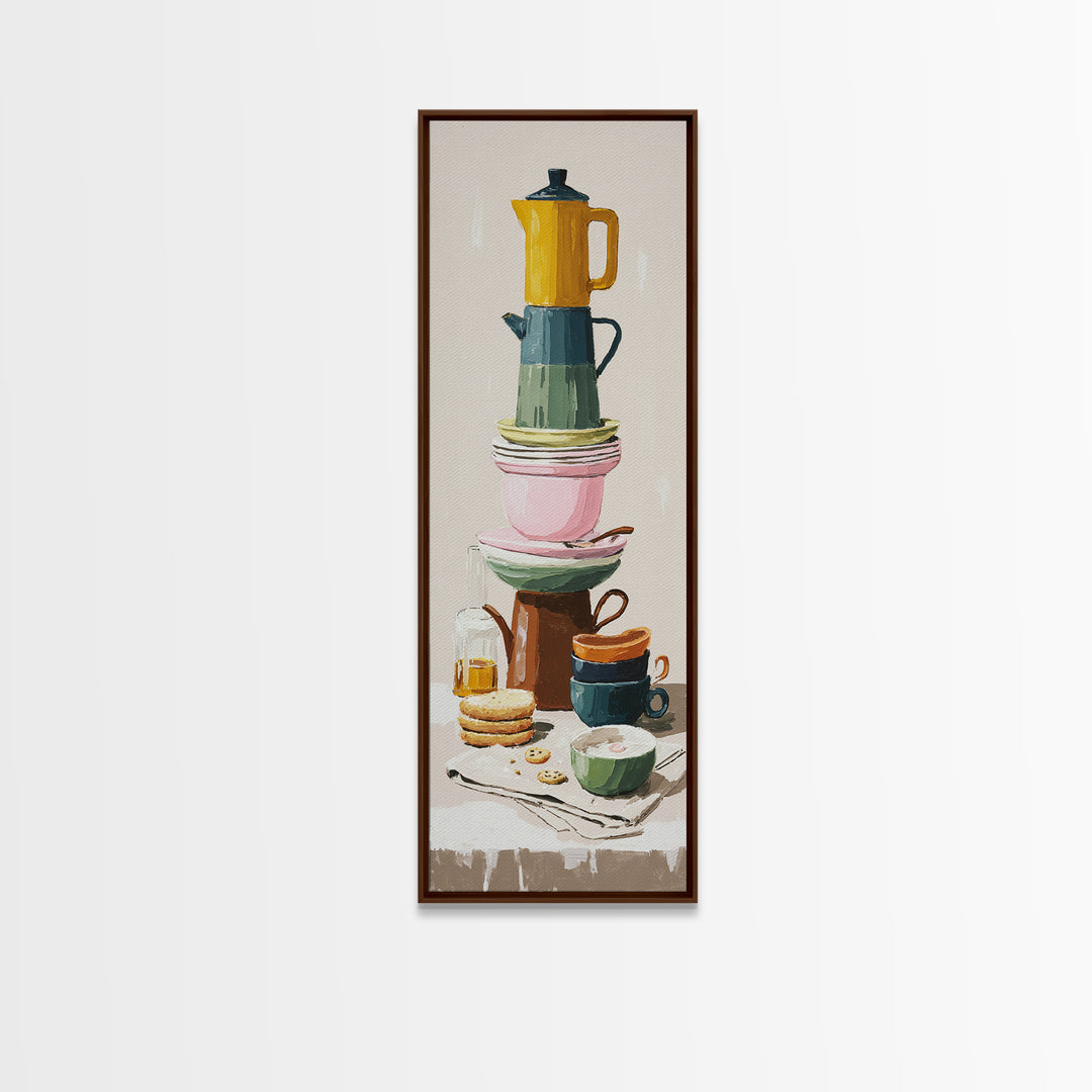 Mid Century Coffee Pot Canvas Print, Coffee Shop Art, Boho Decor, Cafe Decor, Oil Painting, Cafe, Printable, Printable Wall Art, CSA-1x3-82