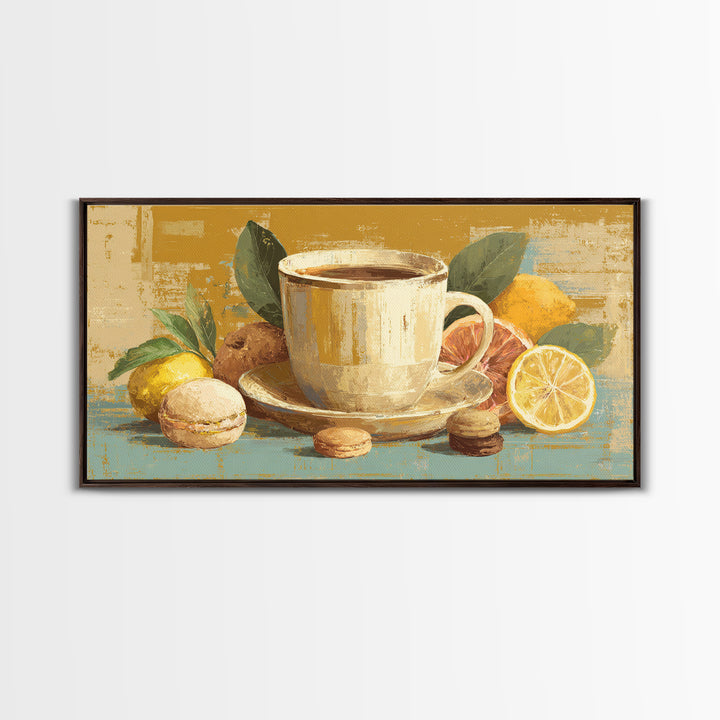 Retro Cafe Poster Coffee Cup Graphic Framed Canvas Print, Coffee Shop Art, Farmhouse Decor, Cafe Decor, Fine Art, Cafe, CSA-2x1-3