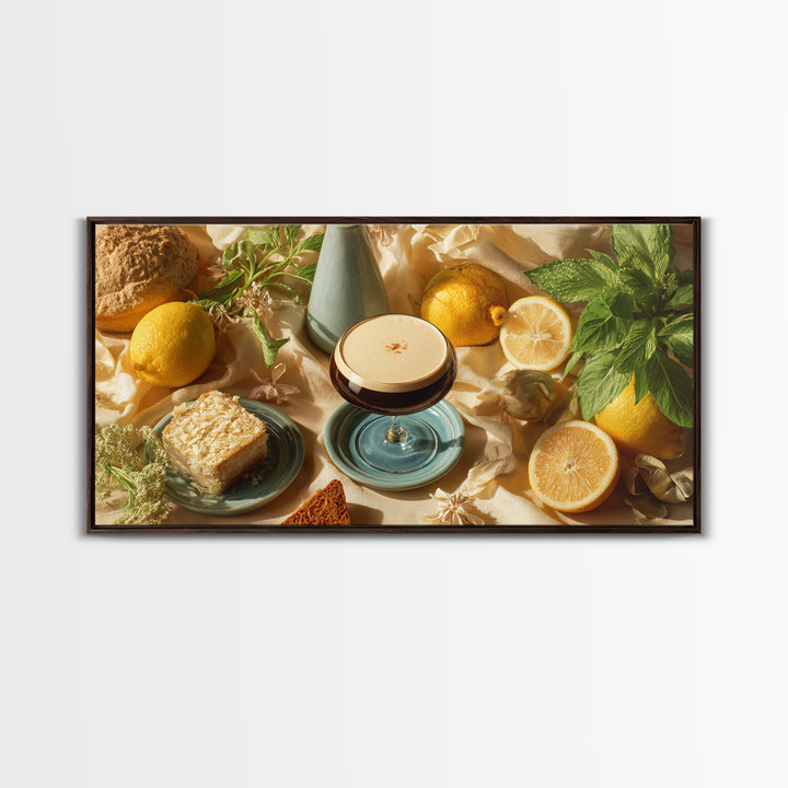 Espresso Martini Coffee Cocktail Still Life Framed Canvas Print, Coffee Shop Art, Printable, Cafe Decor, Fine Art, Cafe, CSA-2x1-37