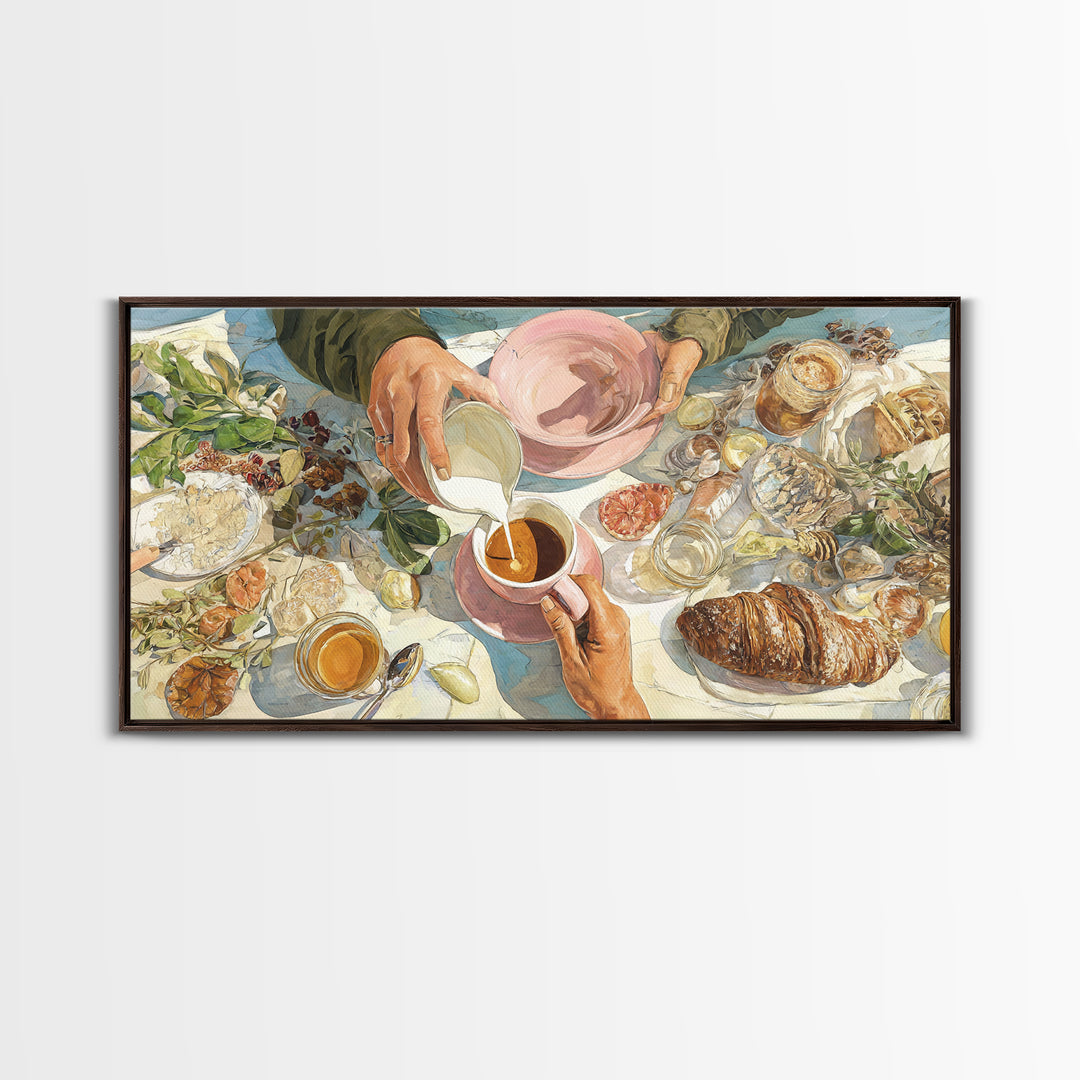 Barista Hands Pouring Milk into Espresso Canvas Print, Coffee Shop Art, Printable Wall Art, Cafe Decor, Fine Art, Cafe, CSA-2x1-41