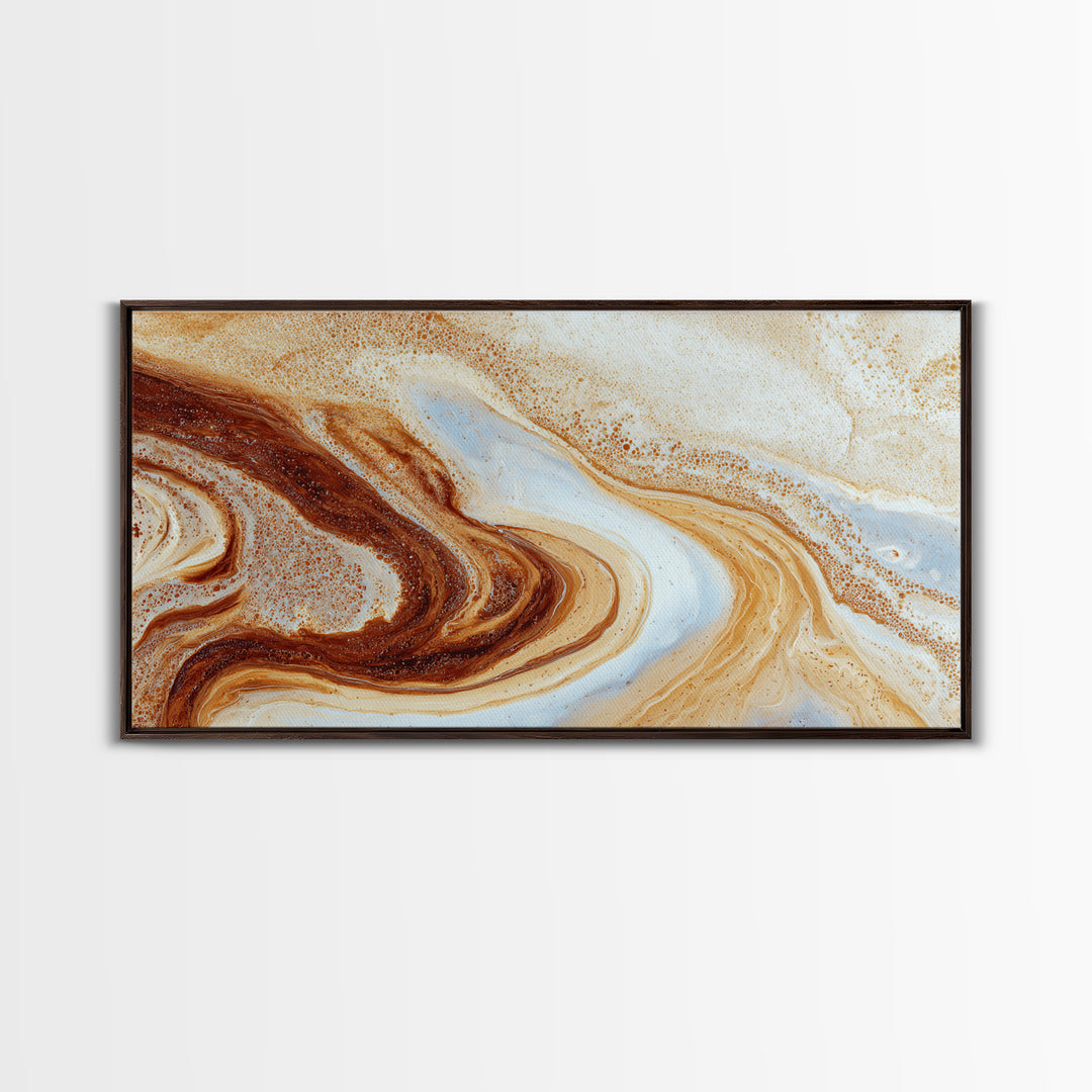 Abstract Brown and Cream Coffee Swirl Canvas Print, Coffee Shop Art, Kitchen Gift, Cafe Decor, Abstract Art, Cafe, Coffee Art, CSA-2x1-53
