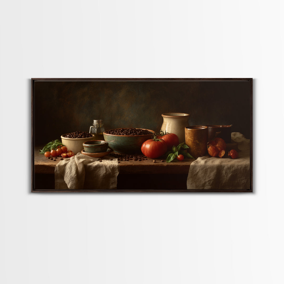 Roasted Beans Falling Through Dark Space Canvas Print, Coffee Shop Art, Canvas Wall Art, Cafe Decor, Cafe, Bedroom Wall Art, CSA-2x1-64