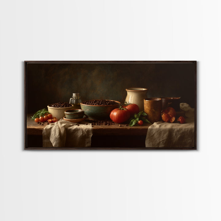 Roasted Beans Falling Through Dark Space Canvas Print, Coffee Shop Art, Canvas Wall Art, Cafe Decor, Cafe, Bedroom Wall Art, CSA-2x1-64