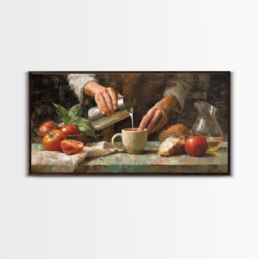 Barista Hands Pouring Milk into Espresso Canvas Print, Coffee Shop Art, Dopamine Decor, Cafe Decor, Cafe, Coffee Wall Art, CSA-2x1-89
