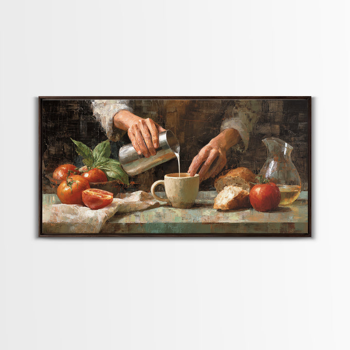 Barista Hands Pouring Milk into Espresso Canvas Print, Coffee Shop Art, Dopamine Decor, Cafe Decor, Cafe, Coffee Wall Art, CSA-2x1-89