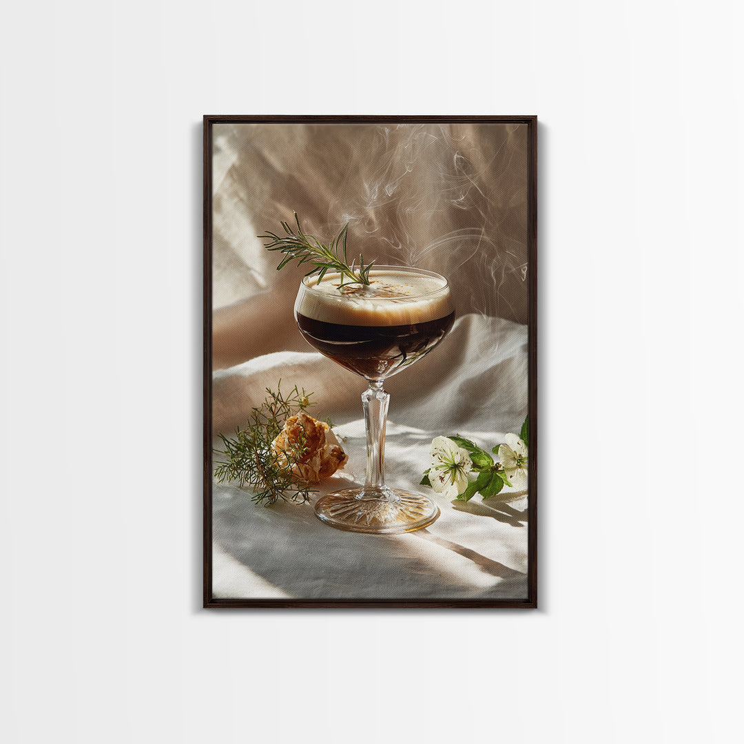 Espresso Martini Coffee Cocktail Still Life Framed Canvas Print, Coffee Shop Art, Canvas Wall Art, Cafe Decor, Fine Art, Cafe, CSA-2x3-1