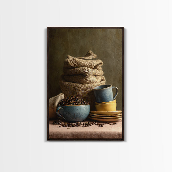 Coffee Beans and Burlap Sack Still Life Canvas Print, Coffee Shop Art, Contemporary Art, Cafe Decor, Cafe, Printable Art, CSA-2x3-10