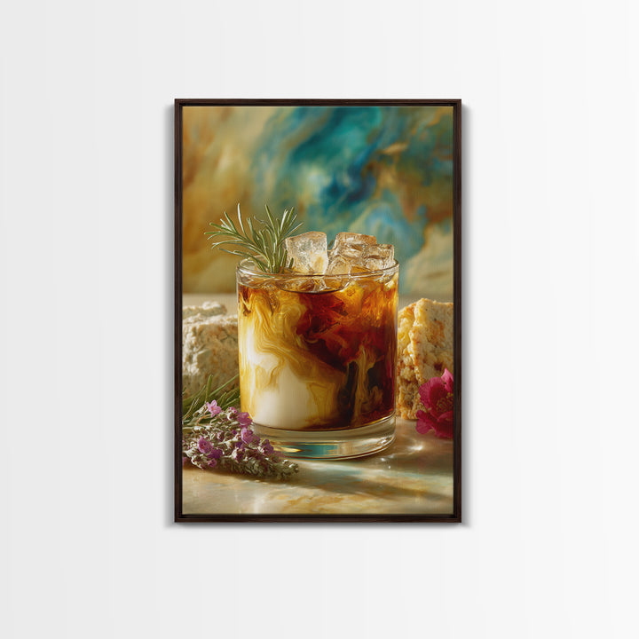 Iced Coffee Glass Framed Canvas Print, Coffee Shop Art, Contemporary Art, Cafe Decor, Cafe, Printable Art, Farmhouse Decor, CSA-2x3-19