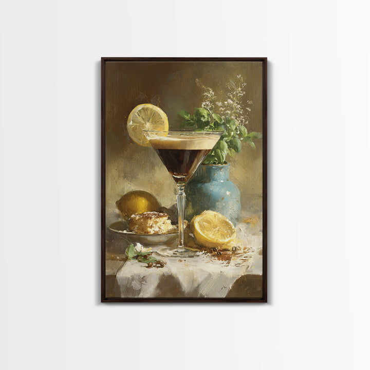 Espresso Martini Coffee Cocktail Still Life Framed Canvas Print, Coffee Shop Art, Canvas Wall Art, Cafe Decor, Fine Art, Cafe, CSA-2x3-25