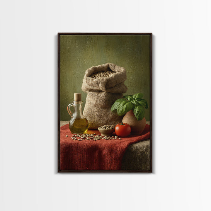 Coffee Beans and Burlap Sack Still Life Framed Canvas Print, Coffee Shop Art, Printable, Cafe Decor, Cafe, Dopamine Decor, CSA-2x3-34