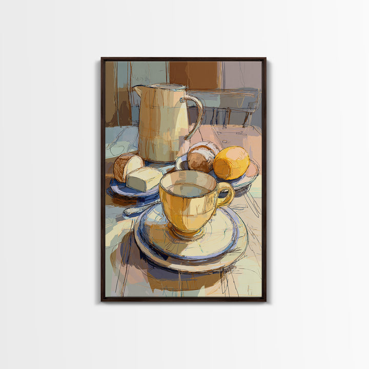 Minimal Line Art of a Cup and Canvas Print, Coffee Shop Art, Coffee, Cafe Decor, Cafe, Living Room Decor, Dark Academia Decor, CSA-2x3-50