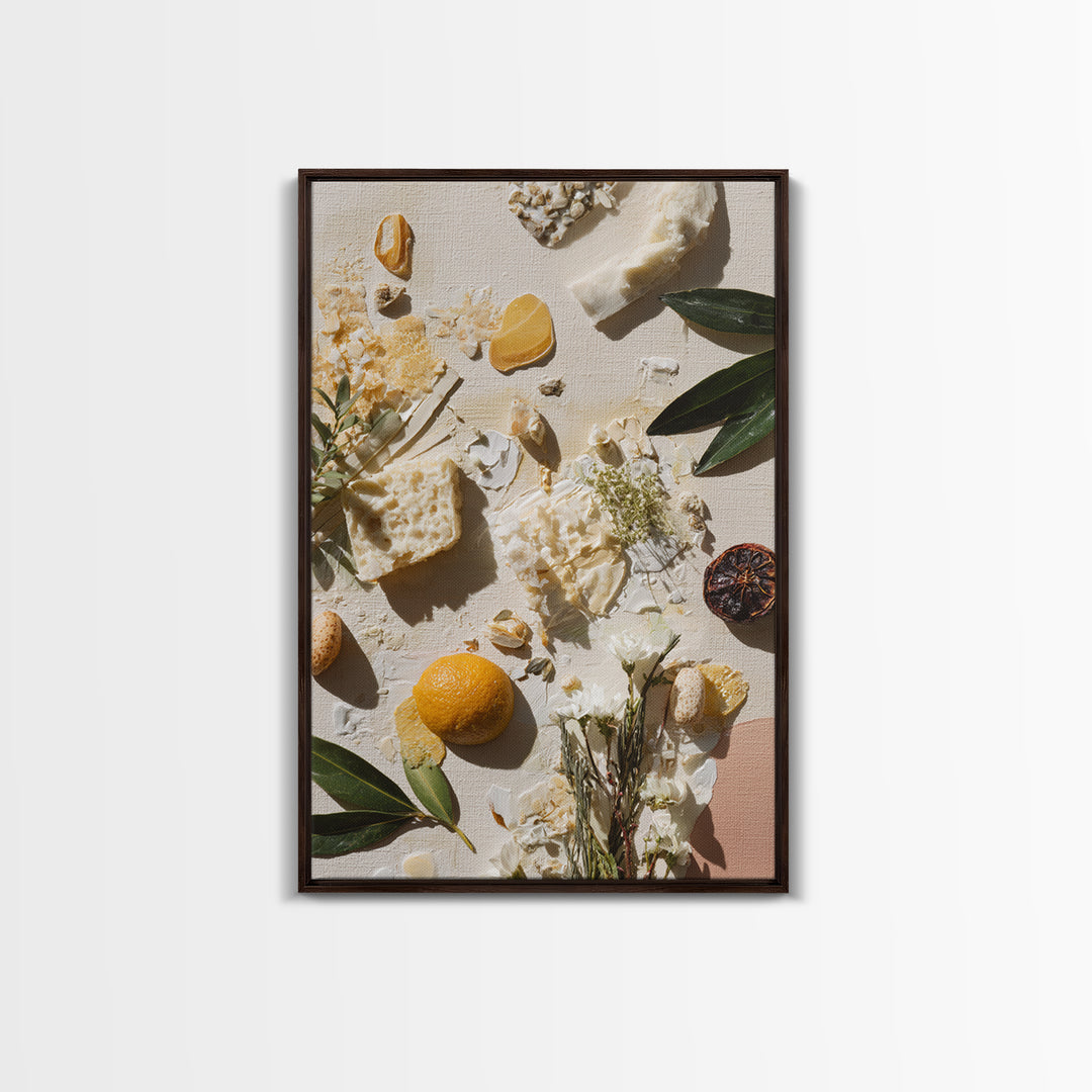 Sunlit Pastry and Coffee Arrangement Framed Canvas Print, Coffee Shop Art, Digital Wall Art, Cafe Decor, Oil Painting, Cafe, CSA-2x3-51