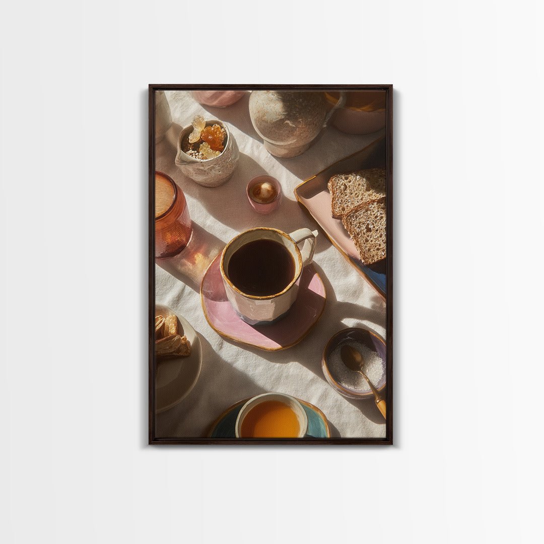 Mid Century Coffee Pot Canvas Print, Coffee Shop Art, Art Print, Cafe Decor, Cafe, Dark Academia Decor, Dopamine Decor, CSA-2x3-54
