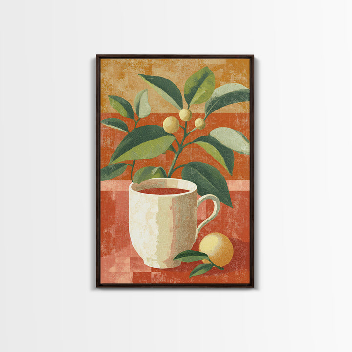 Retro Cafe Poster Coffee Cup Graphic Framed Canvas Print, Coffee Shop Art, Coffee Art, Cafe Decor, Fine Art, Cafe, CSA-2x3-87