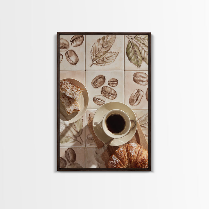 Coffee Bean Pattern Canvas Print, Coffee Shop Art, Whimsical Art, Cafe Decor, Oil Painting, Cafe, Minimalist Decor, CSA-2x3-95