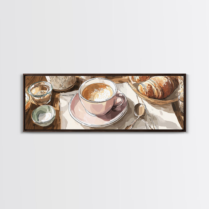 Minimal Line Art of a Cup and Framed Canvas Print, Coffee Shop Art, Printable Wall Art, Cafe Decor, Abstract Art, Cafe, CSA-3x1-10