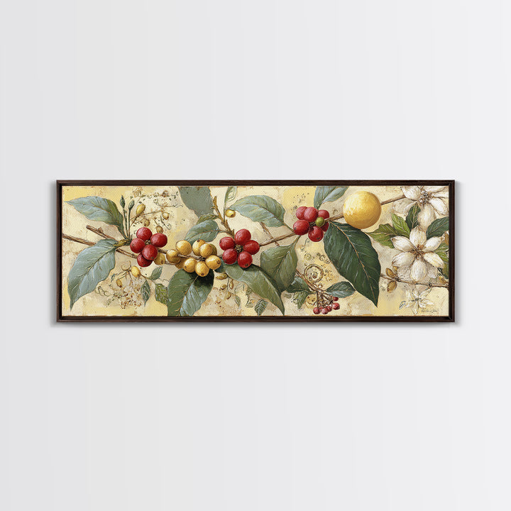 Coffee Farm Landscape Framed Canvas Print, Coffee Shop Art, Gallery Decor, Cafe Decor, Fine Art, Cafe, Wall Art, Home Decor, CSA-3x1-15