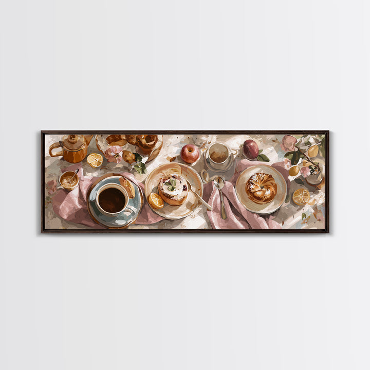Sunlit Pastry and Coffee Arrangement Canvas Print, Coffee Shop Art, Minimalist Decor, Cafe Decor, Cafe, Kitchen Wall Art, CSA-3x1-35