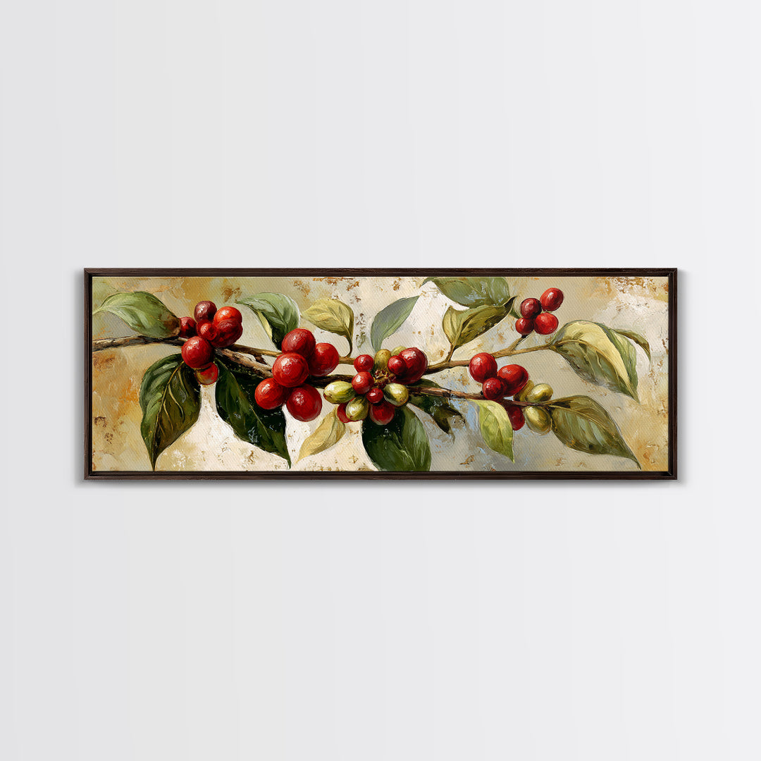 Botanical Coffee Plant Branch Canvas Print, Coffee Shop Art, Bedroom Wall Art, Cafe Decor, Fine Art, Cafe, Modern Decor, CSA-3x1-46