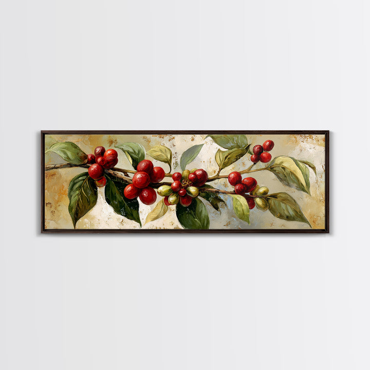 Botanical Coffee Plant Branch Canvas Print, Coffee Shop Art, Bedroom Wall Art, Cafe Decor, Fine Art, Cafe, Modern Decor, CSA-3x1-46
