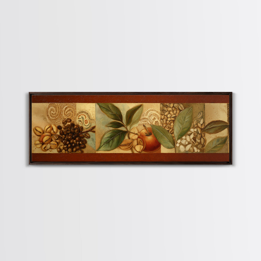 Coffee Bean Pattern Framed Canvas Print, Coffee Shop Art, Coffee, Cafe Decor, Cafe, Living Room Decor, Dark Academia Decor, CSA-3x1-55