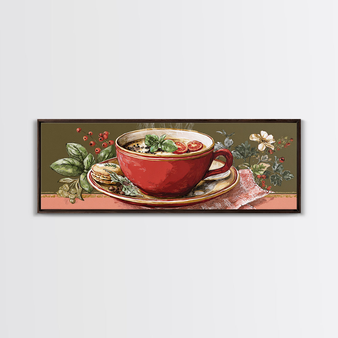 Retro Cafe Poster Coffee Cup Graphic Canvas Print, Coffee Shop Art, Farmhouse Decor, Cafe Decor, Fine Art, Cafe, Moody Wall Art, CSA-3x1-71