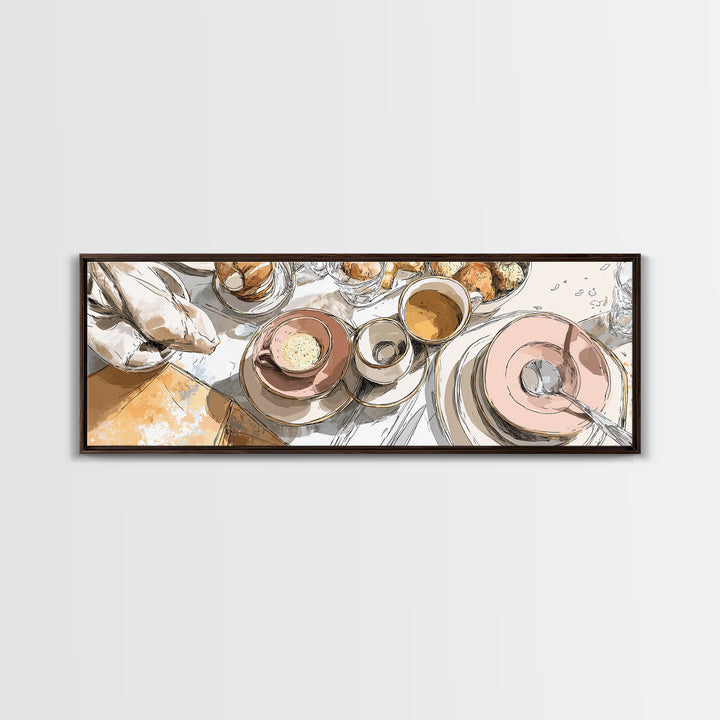 Minimal Line Art of a Cup and Framed Canvas Print, Coffee Shop Art, Dopamine Decor, Cafe Decor, Fine Art, Cafe, Coffee Wall Art, CSA-3x1-82