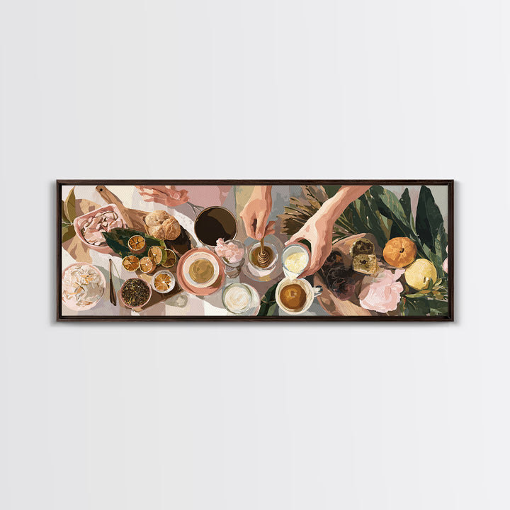 Barista Hands Pouring Milk into Espresso Canvas Print, Coffee Shop Art, Whimsical Art, Cafe Decor, Oil Painting, Cafe, CSA-3x1-85