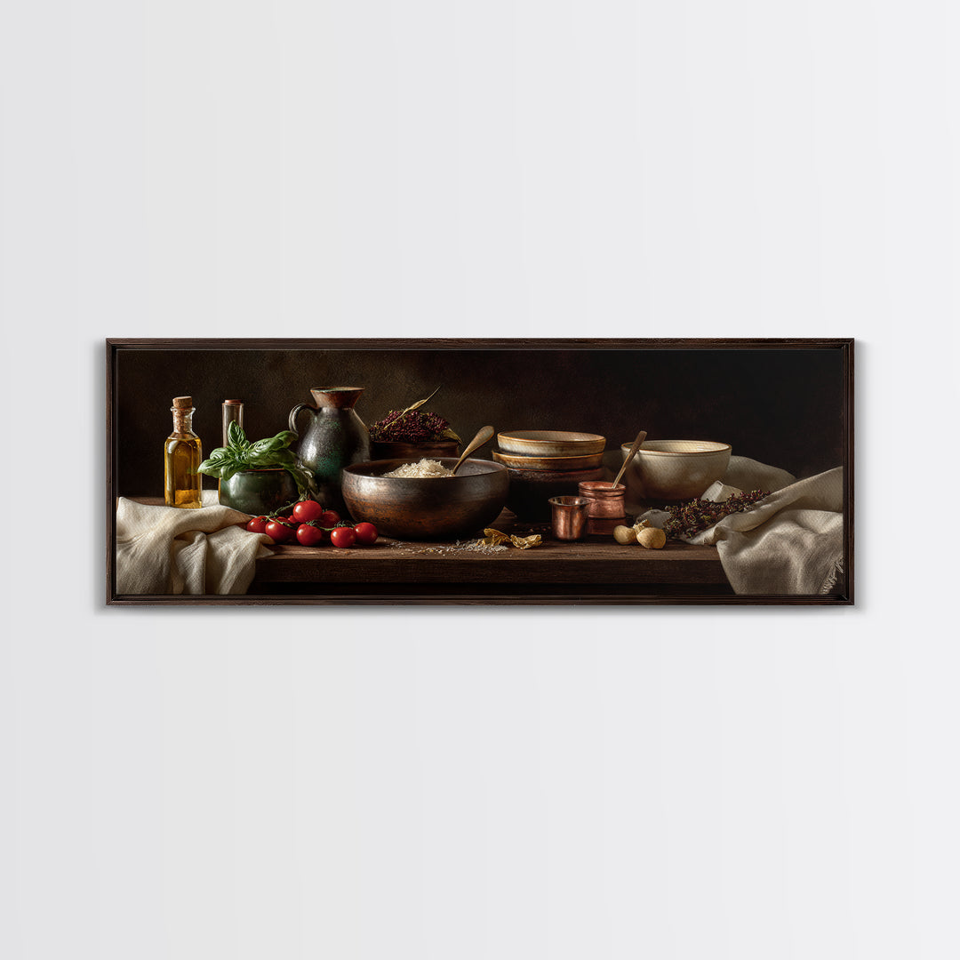 Moody Dark Roast Still Life Canvas Print, Coffee Shop Art, Textured Painting, Cafe Decor, Fine Art, Cafe, Kitchen Decor, CSA-3x1-96