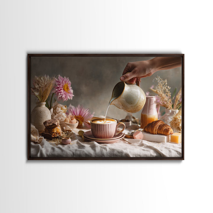 Barista Hands Pouring Milk into Espresso Canvas Print, Coffee Shop Art, Bedroom Wall Art, Cafe Decor, Fine Art, Cafe, CSA-3x2-1