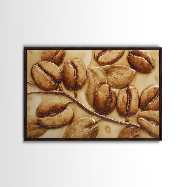 Coffee Bean Pattern Framed Canvas Print, Coffee Shop Art, Statement Artwork, Cafe Decor, Fine Art, Cafe, Art Print, Printable, CSA-3x2-19
