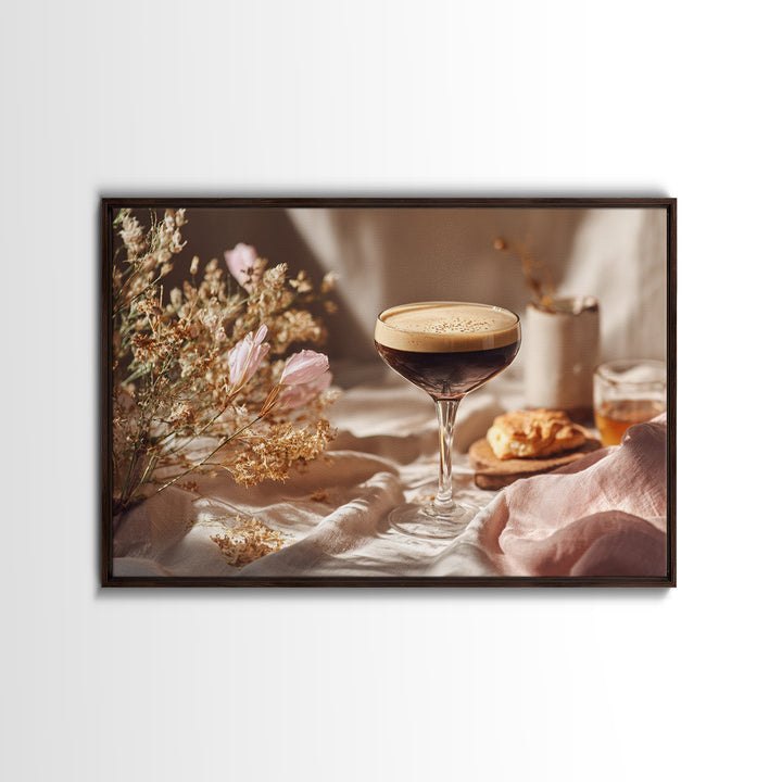 Espresso Martini Coffee Cocktail Still Life Framed Canvas Print, Coffee Shop Art, Gallery Decor, Cafe Decor, Fine Art, Cafe, CSA-3x2-45