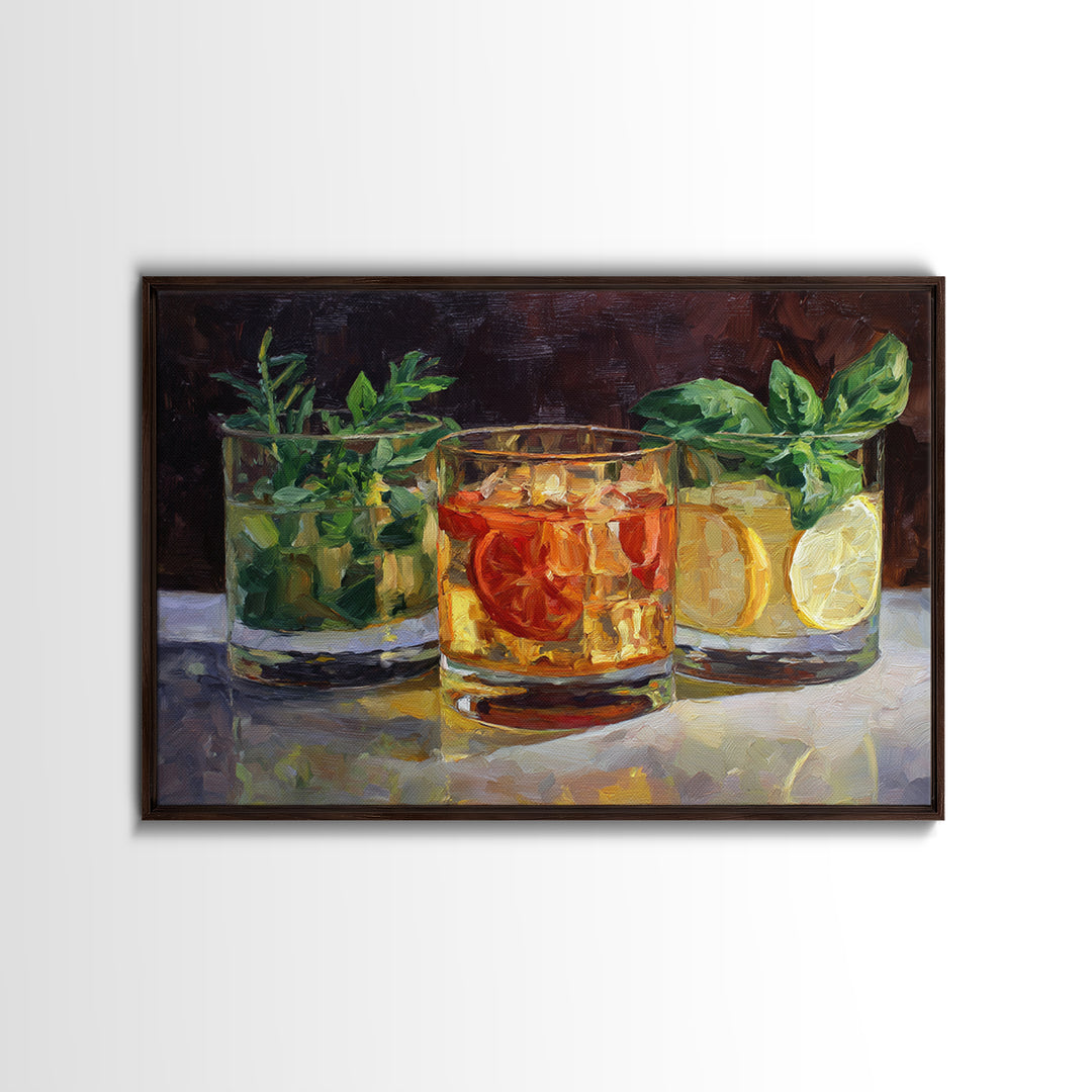 Iced Coffee Glass Framed Canvas Print, Coffee Shop Art, Wall Decor, Cafe Decor, Fine Art, Cafe, Kitchen Gift, Living Room Decor, CSA-3x2-87