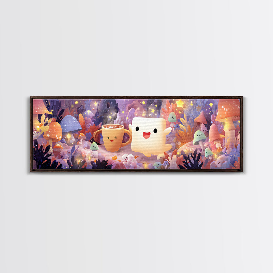 The Marshmallow Ghost, Whimsical Halloween Art, Extra Wide Wall Art, Canvas Print, Halloween Kids Decor, Whimsical Wall Art, Halloween Decor