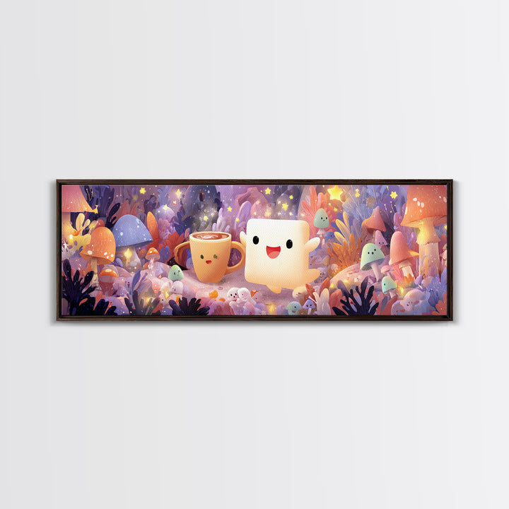 The Marshmallow Ghost, Whimsical Halloween Art, Extra Wide Wall Art, Canvas Print, Halloween Kids Decor, Whimsical Wall Art, Halloween Decor