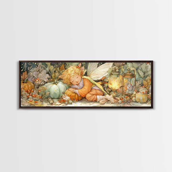 The Candy Corn Fairy, Cute Spooky Wall Art, Extra Wide Wall Art, Canvas Print, Halloween Kids Decor, Whimsical Wall Art, Horror Wall Art
