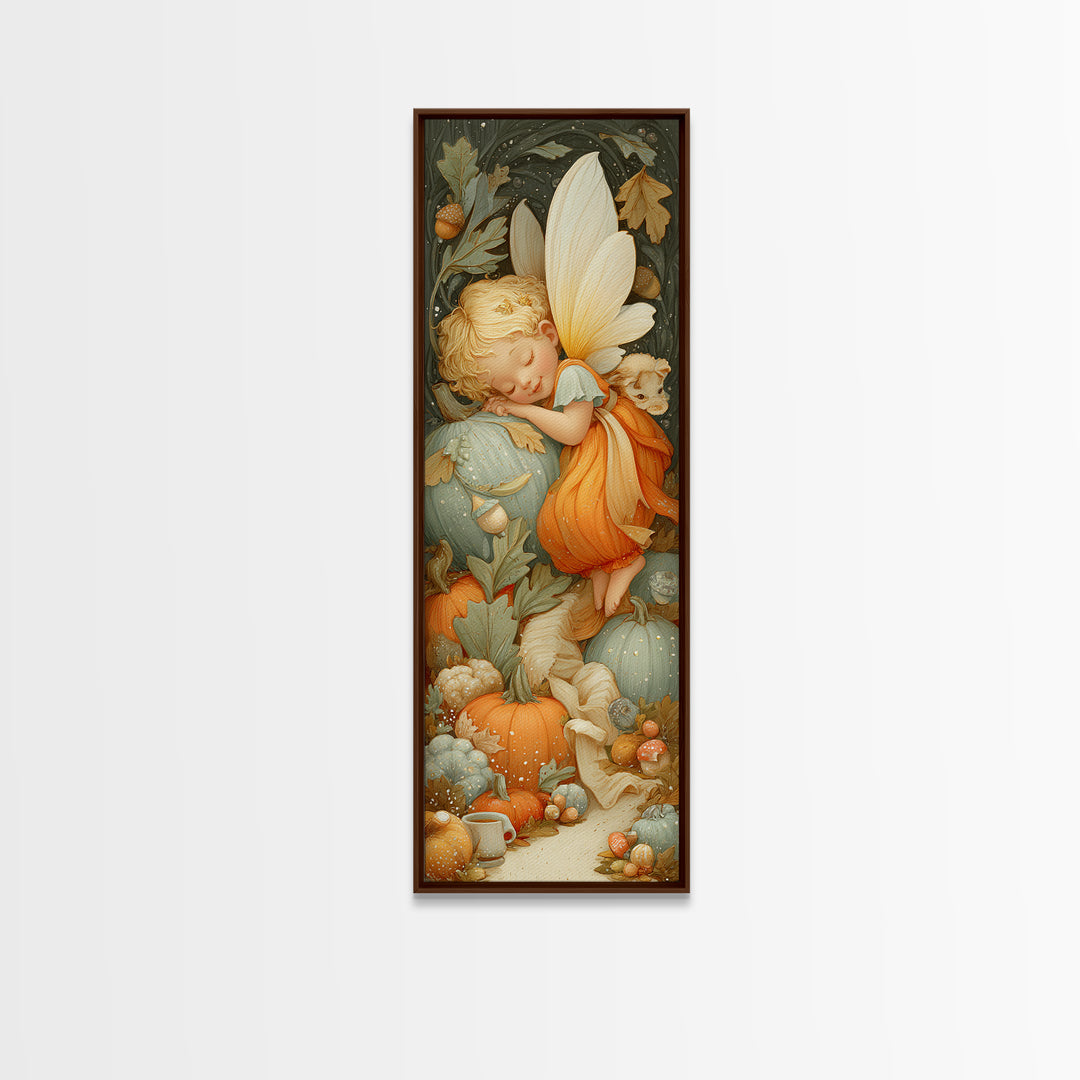 The Candy Corn Fairy, Whimsical Halloween Art, Tall Narrow Wall Art, Canvas Print, Halloween Kids Decor, Whimsical Wall Art