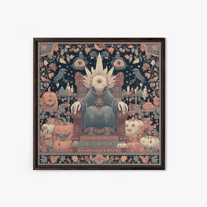 The Dreaming Priest Of The Outer Gate, Embroidered Halloween Art, Square Wall Art, Canvas Print, Cute Halloween Wall Art