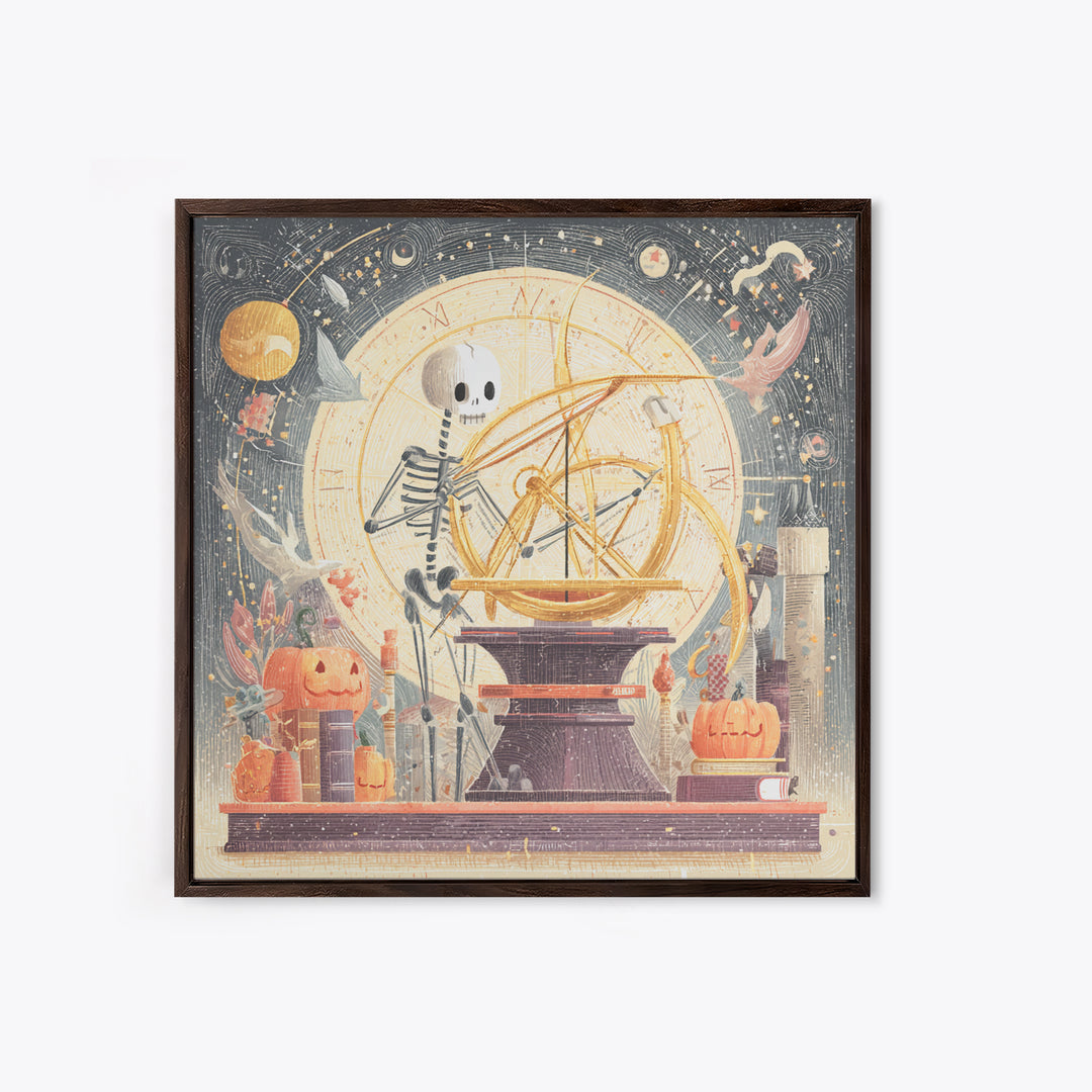 The Astronomer Of The Hollow Sky, Hand Sketch Halloween Art, Square Wall Art, Canvas Print, Cute Halloween Wall Art
