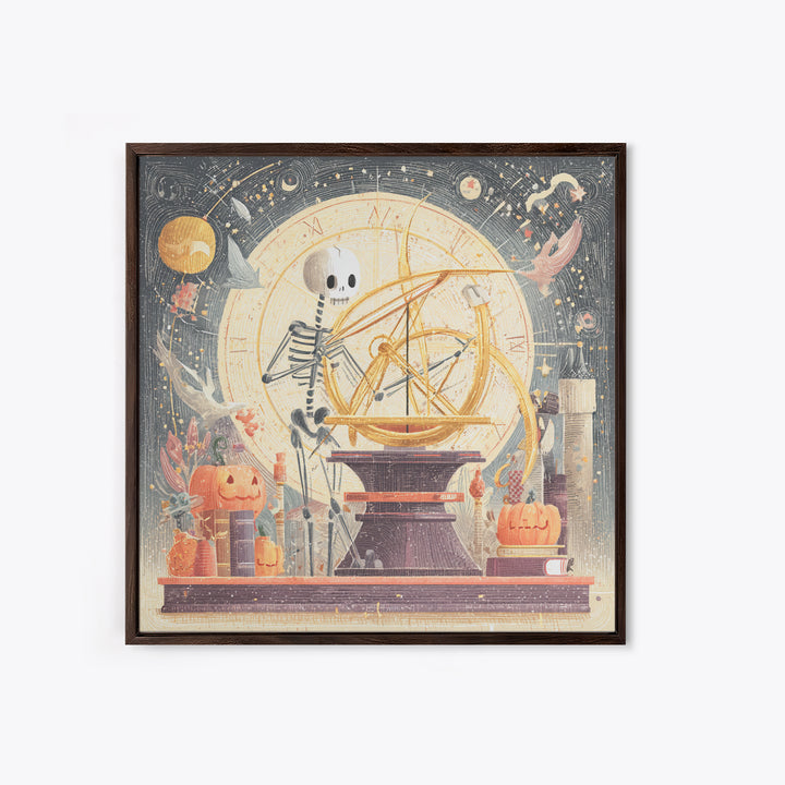 The Astronomer Of The Hollow Sky, Hand Sketch Halloween Art, Square Wall Art, Canvas Print, Cute Halloween Wall Art