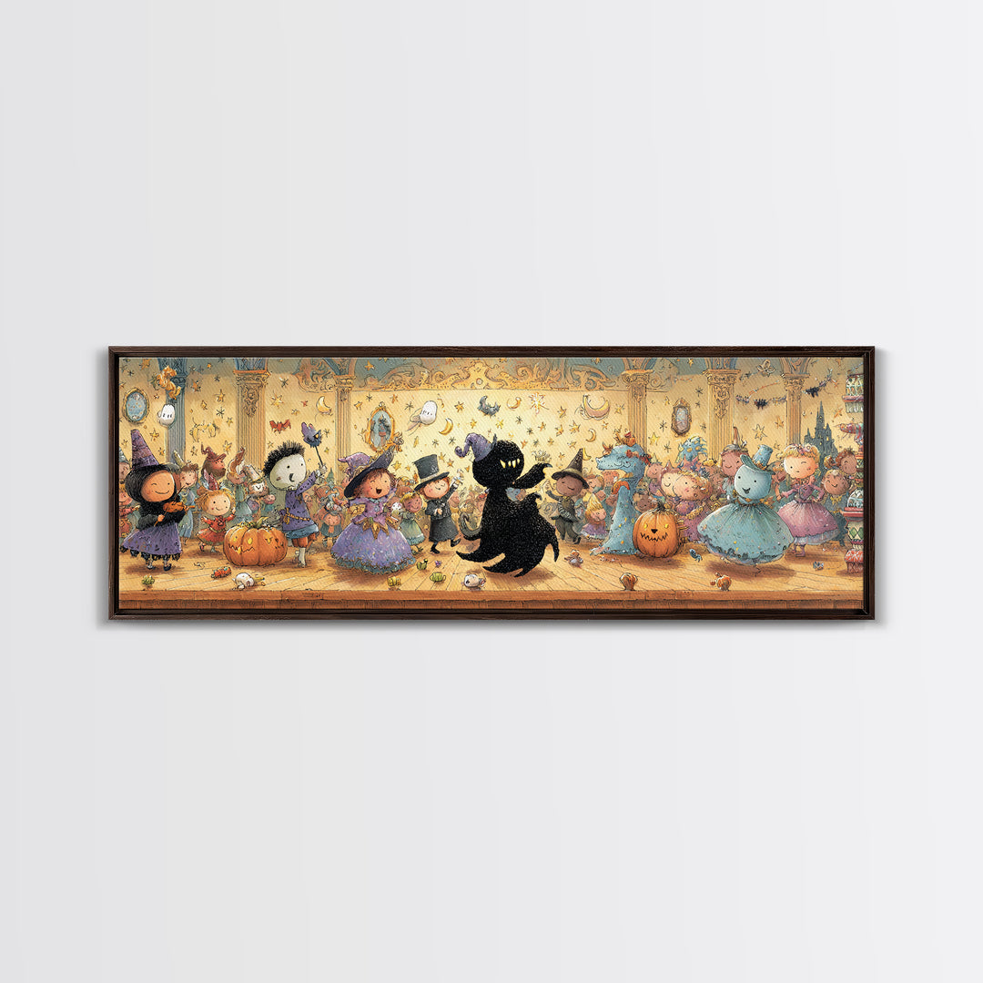 The Ballroom Of Silent Shoggoths, Embroidered Halloween Art, Extra Wide Wall Art, Canvas Print, Cute Halloween Wall Art