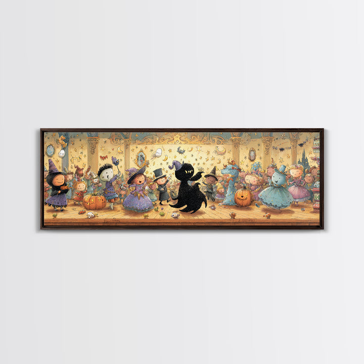 The Ballroom Of Silent Shoggoths, Embroidered Halloween Art, Extra Wide Wall Art, Canvas Print, Cute Halloween Wall Art