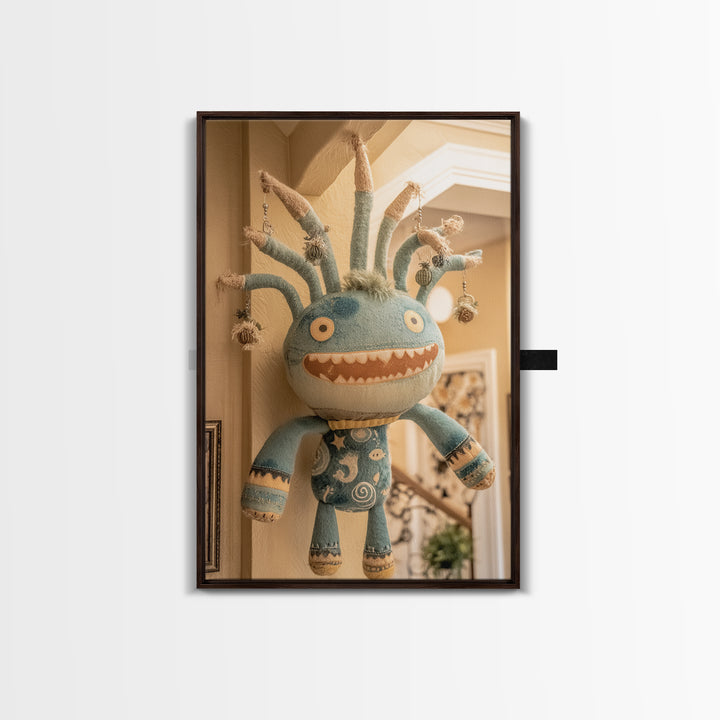 The Mask Of The Crawling God, Plush Halloween Art, Vertical Wall Art, Canvas Print, Cute Halloween Wall Art