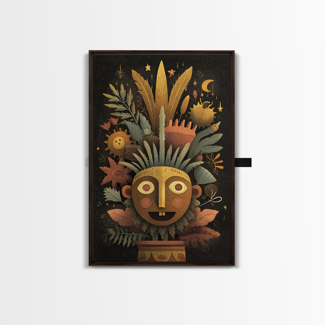 The Mask Of The Crawling God, Gouache Halloween Art, Vertical Wall Art, Canvas Print, Cute Halloween Wall Art